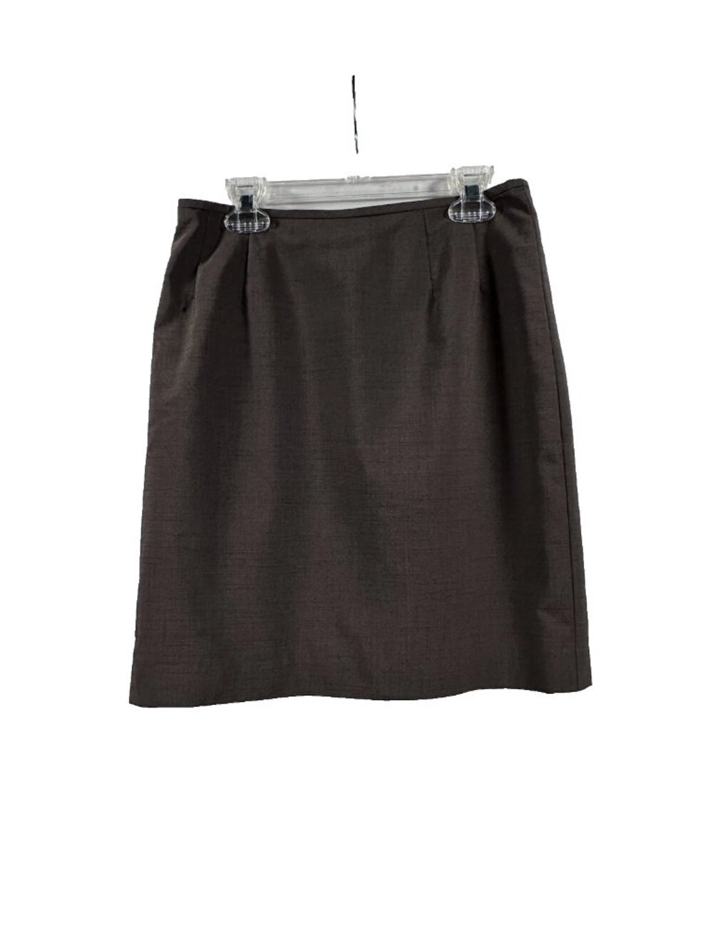 Kasper Pencil Skirt Solid Brown Women's Size 4 Split Bottom Back Pleated Front